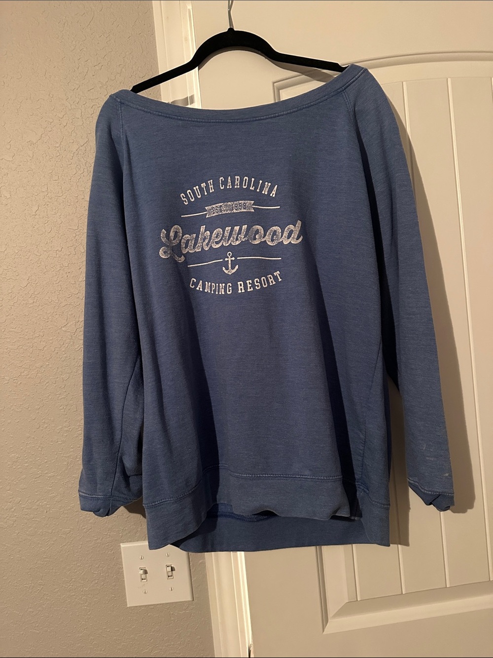 Off-the-Shoulder Pullover Sweater - Blue